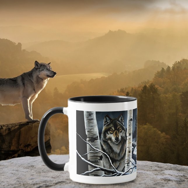Taza Árboles populares del lobo de madera alfa (Subido por el creador)