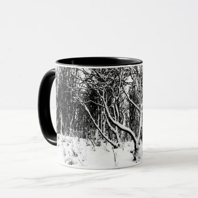 Taza Árboles y escenas de nieve, negro y blanco (Anverso izquierdo)