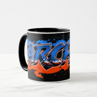 Taza Archer Vorname Name Graffiti blue orange Tasse