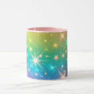Taza Arcoíris colorido estrella espacio