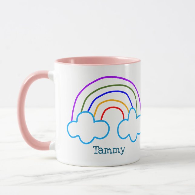 Taza Arcoíris de garabato personalizado (Izquierda)