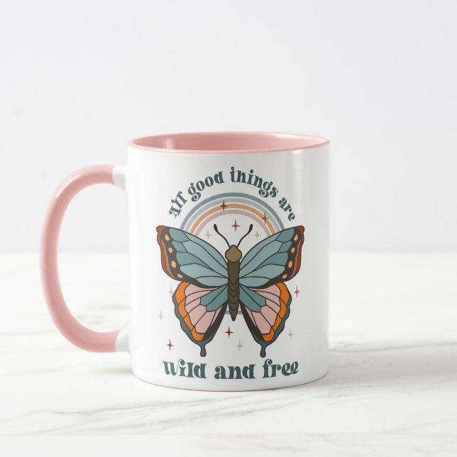 Taza Arcoiris de mariposa Groovy Retro (Izquierda)