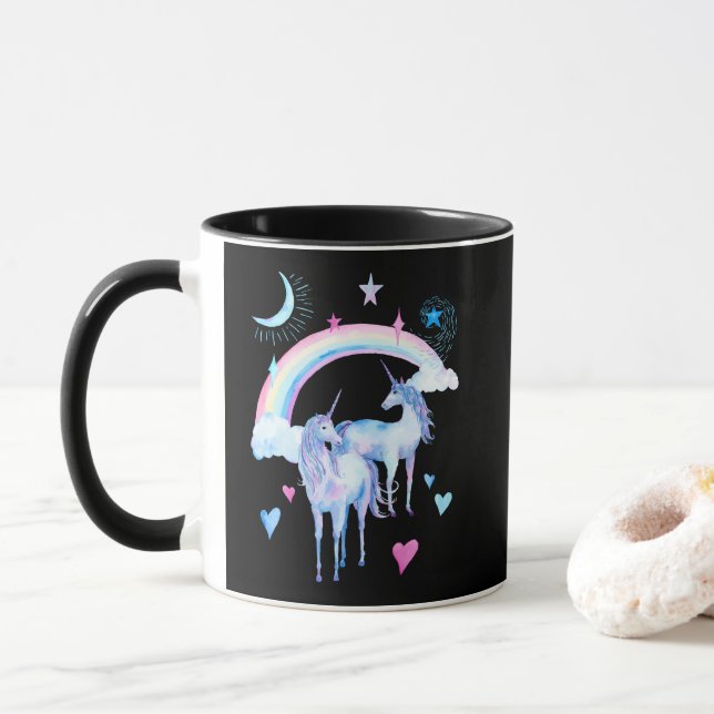 Taza Arcoiris y unicornios (Con donut)