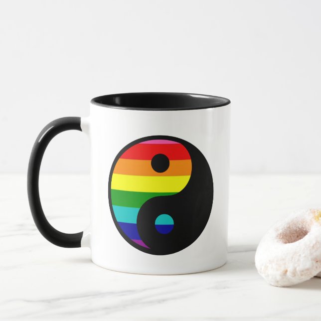Taza Arcoiris yin yang orgullo gay lgbt (Con donut)