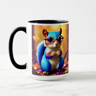 Taza Ardilla azul suave con gafas