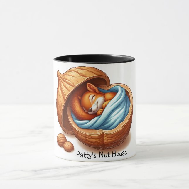 Taza Ardilla durmiendo en una nuez (Centro)
