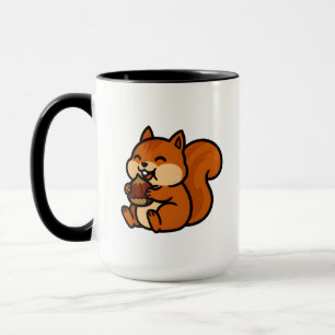 Taza Ardilla Feliz y Lindo Comiendo Bellota Dibujo Anim