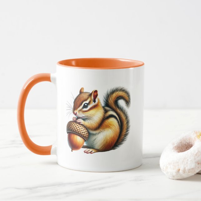 Taza ardilla lista de otoño adorable  (Con donut)