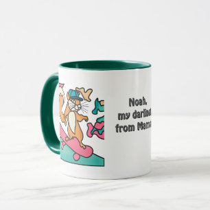 Taza Ardilla Retro en la calle en Skateboard   Divertid