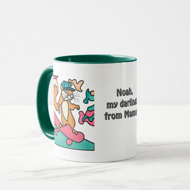 Taza Ardilla Retro en la calle en Skateboard | Divertid (Anverso izquierdo)