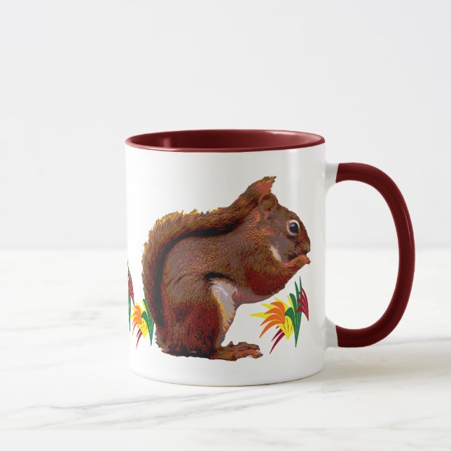 Taza ardilla roja en otoño (Derecha)