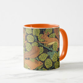 Taza Ardillas de roble de estilo Art Nouveau
