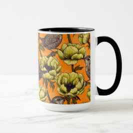 Taza Arenas en el jardín anemónico amarillo