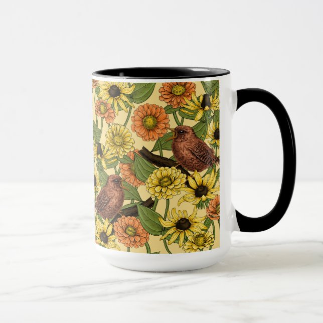 Taza Arenas y flores de amarillo pálido (Derecha)