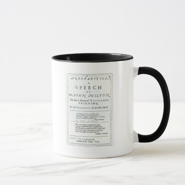 Taza Areopagitica un discurso de John Milton (Derecha)