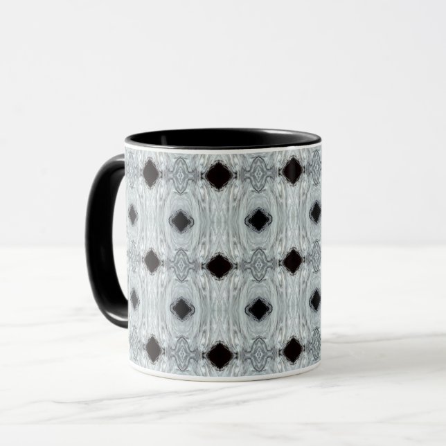 Taza Argentum Abstract Silver Gray Black Fluid Art (Anverso izquierdo)