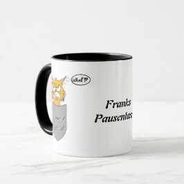 Taza ärgerliche Katze in Brusttasche personalisierbar