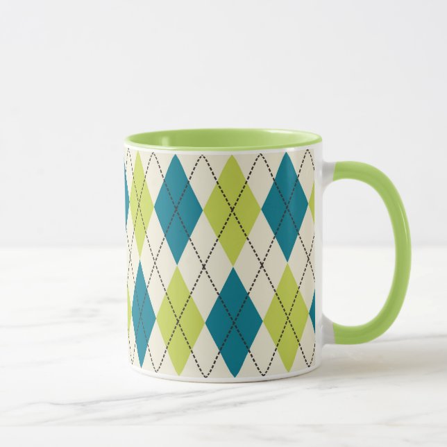 Taza Argyle azul y verde (Derecha)
