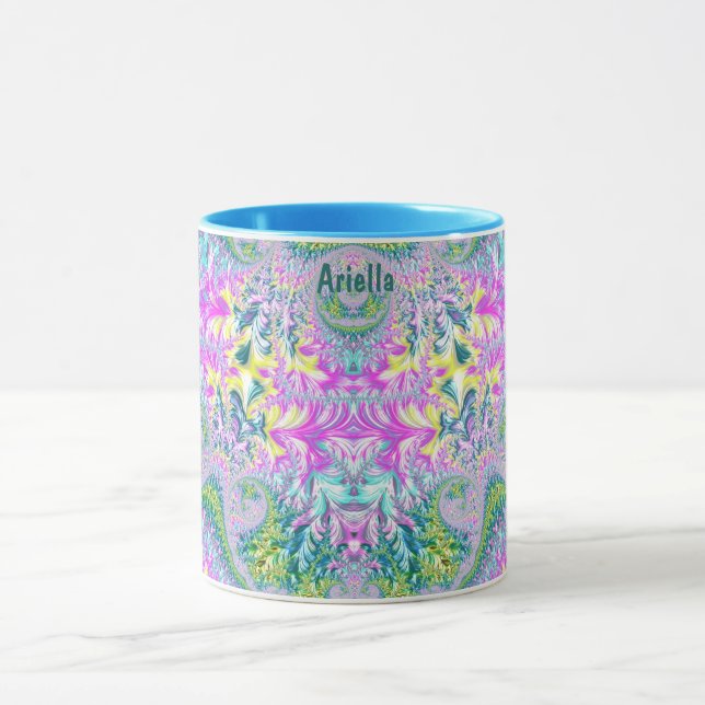 Taza ARIELLA ~FLORAL Multicolorizado ~ Zany 3D Fractal  (Centro)