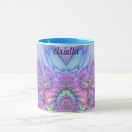 Taza ARIELLA ~ GLOSSY 3D Azul morado rosado brillante