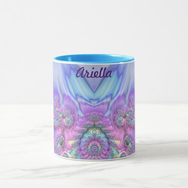 Taza ARIELLA ~ GLOSSY 3D Azul morado rosado brillante (Centro)