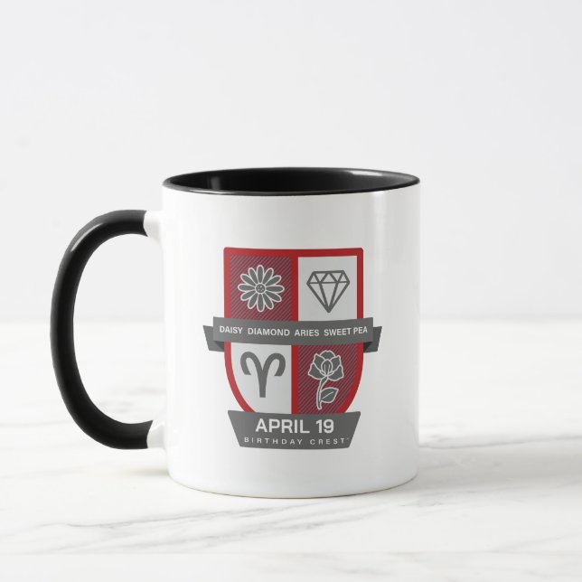 Taza Aries Birthday Crest™ for April 1-19 Mug (Izquierda)