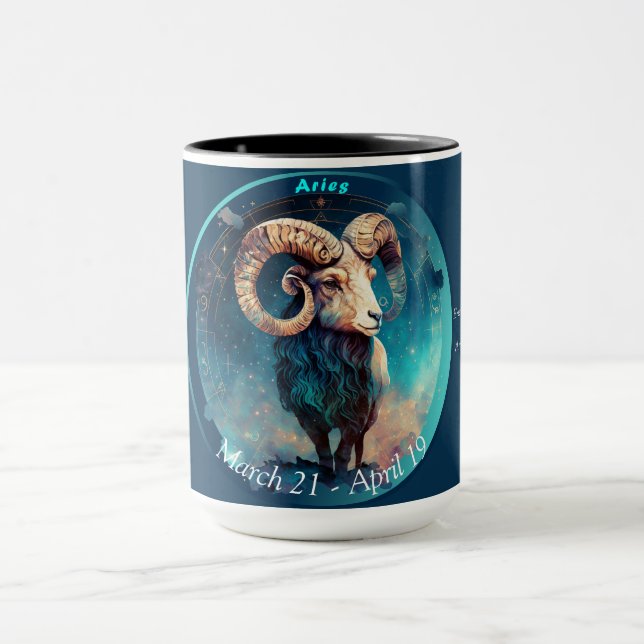 Taza Aries el Carnero Personalizable "21 de marzo - 19  (Centro)