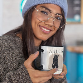 Taza Aries Femenino Marrón Negro Zodiaco 15 oz