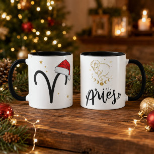 Taza Aries Navidad Sombrero de Santa Zodiaco