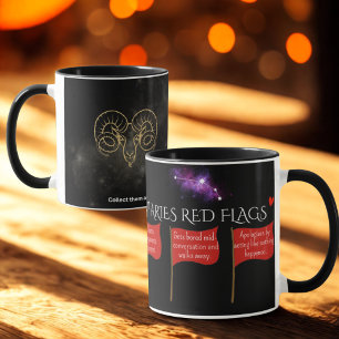 Taza Aries Red Flags Astrology Mug Gracioso regalo de