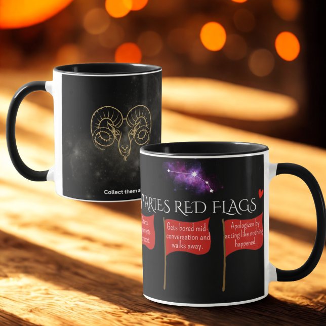 Taza Aries Red Flags Astrology Mug | Gracioso regalo de (Subido por el creador)