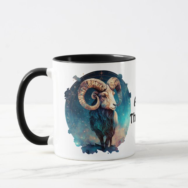 Taza Aries Zodiac Ram Astrología Personalizada (Izquierda)