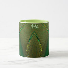 Taza ARLO ~ Zany 3D Fractal ~ Gold Green