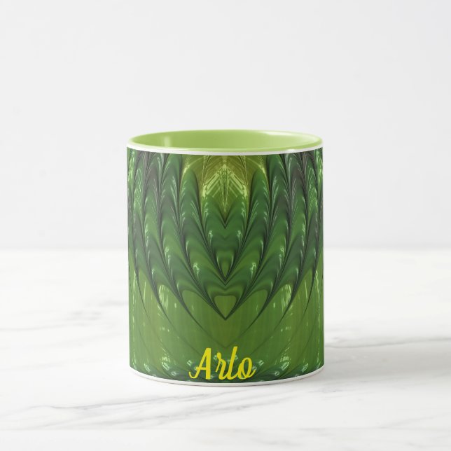 Taza ARLO ~ Zany 3D Fractal ~ Green Lover (Centro)