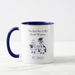 Taza Arma Secreta Bolígrafo Rojo Diseño Divertido Profe