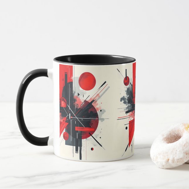 Taza Armonía Geométrica: El café de arte abstracto (Con donut)