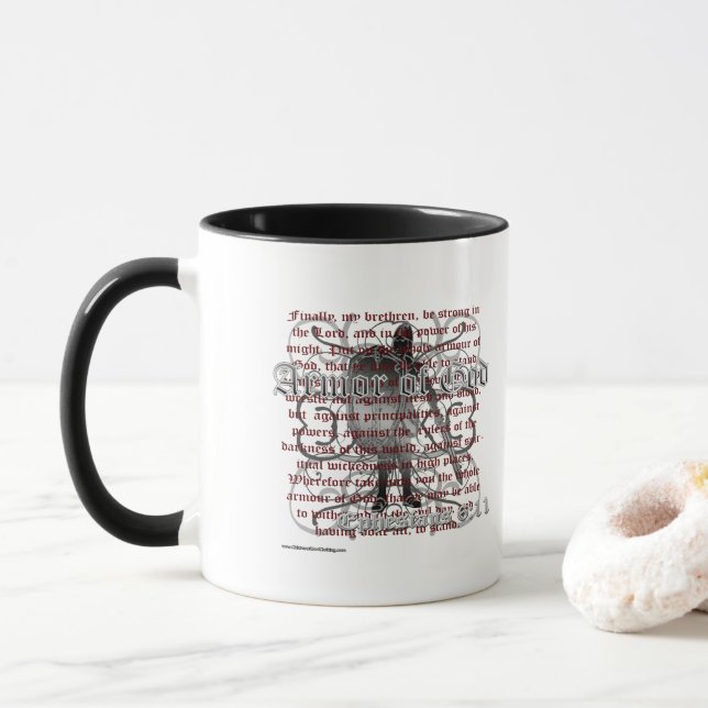 Taza Armor de Dios Biblia Cristiana Verse Steel Mug (Con donut)