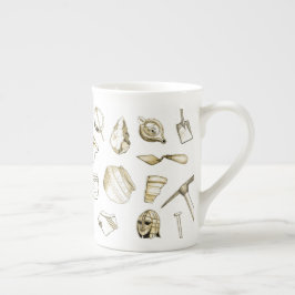 Taza arqueológica de la porcelana de hueso de los