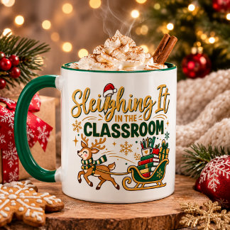 Taza Arrasando en el Aula Profesor de Navidad