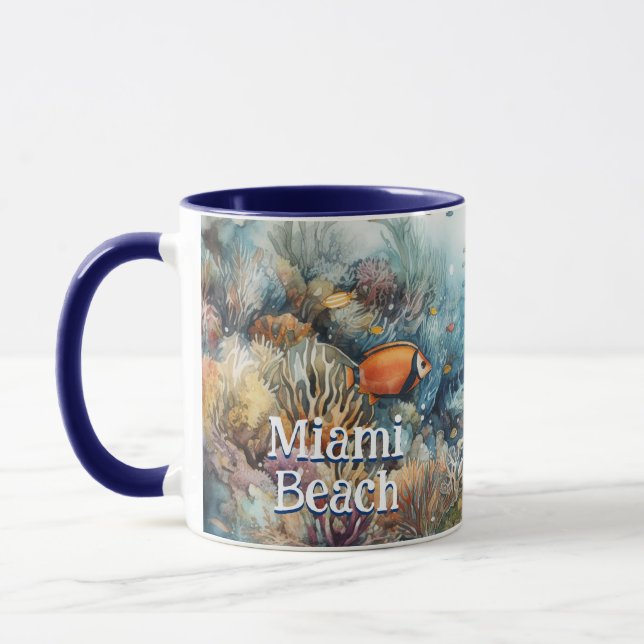 Taza Arrecife de coral y acuarela de Miami Beach (Izquierda)