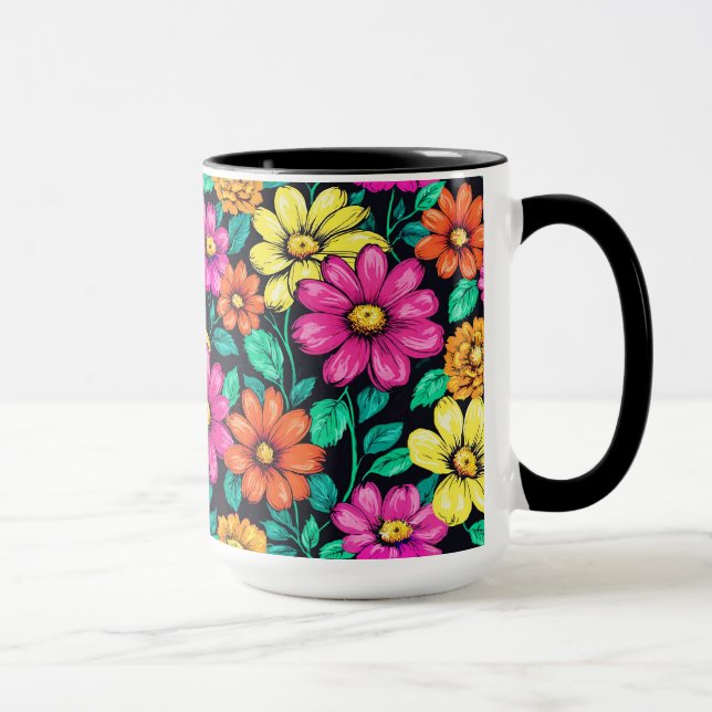 Taza Arreglo de flores coloridas (Derecha)