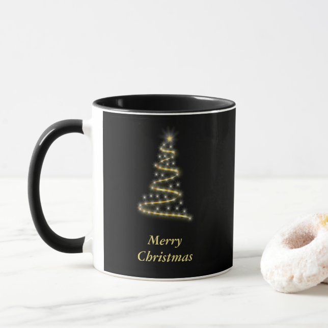 Taza Arroz negro de oro brillante de Navidad (Con donut)