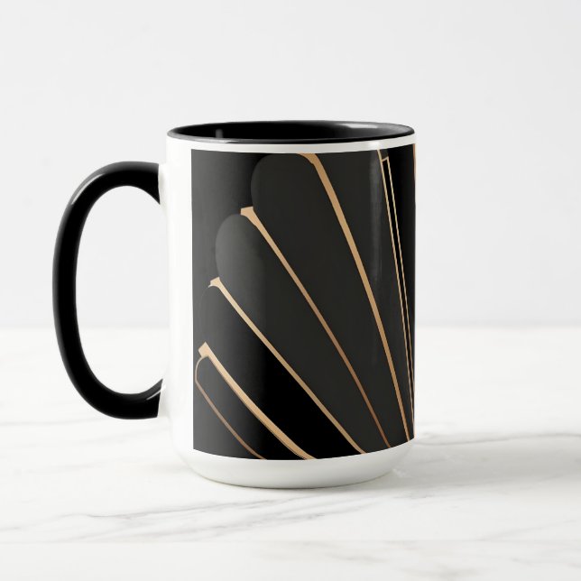 Taza Art Deco Gold Fan Geometric Elegance (Izquierda)
