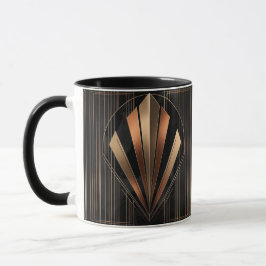 Taza Art Deco Metálico Geométrico Elegante