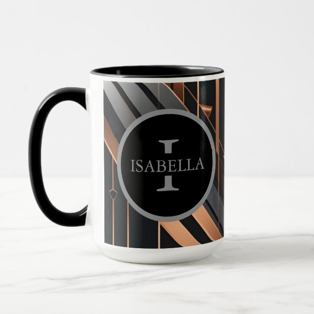 Taza Art Deco Monogram Circle Name Design (Izquierda)