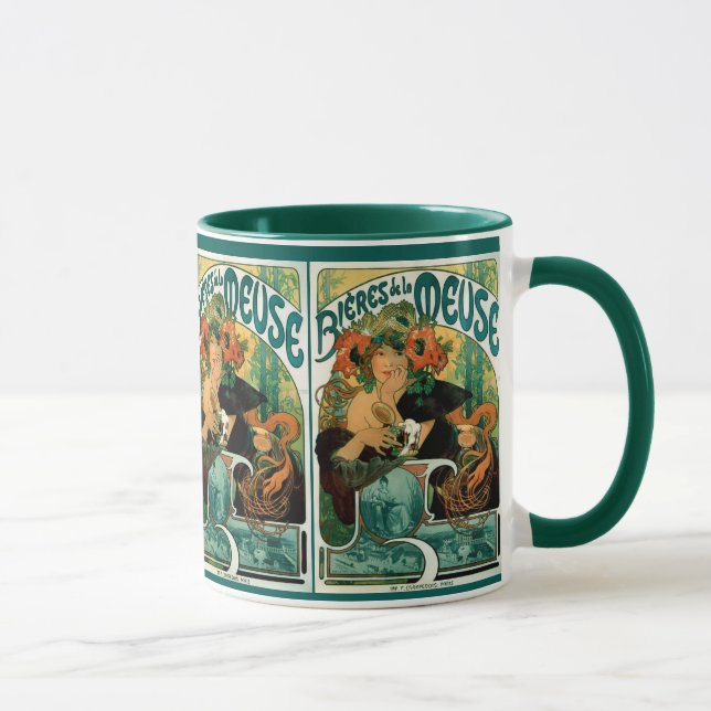 Taza Art Nouveau de Mucha: Bieres de la Meuse (Derecha)