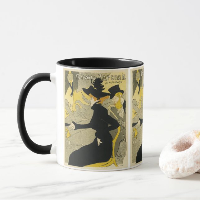 Taza Art Nouveau, Divan Japonais por Toulouse Lautrec (Con donut)