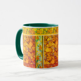 Taza Art Nouveau goloso floral elegante otoño naranja v