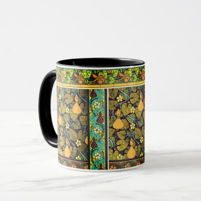 Taza Art Nouveau otoño floral elegante gourd púrpura (Anverso izquierdo)