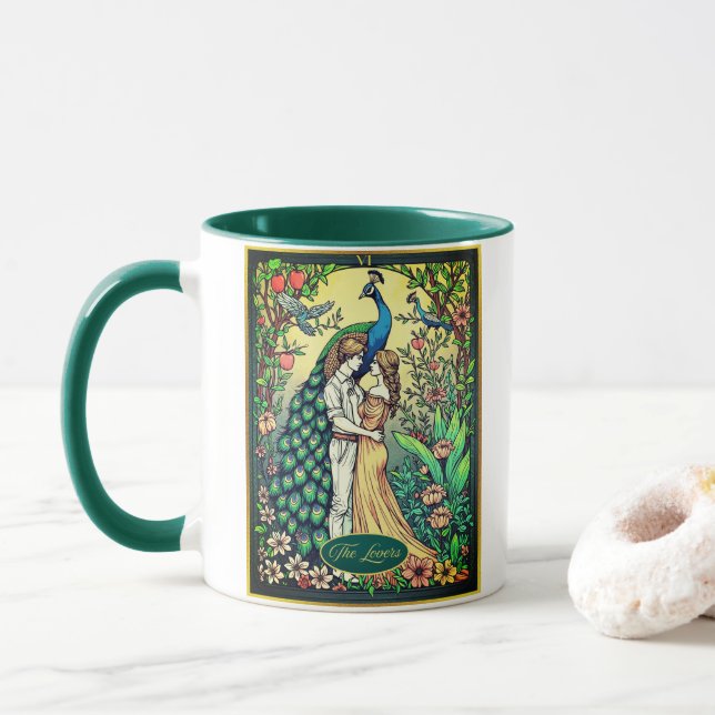 Taza Art Nouveau Tarot Card, The Lovers (Con donut)